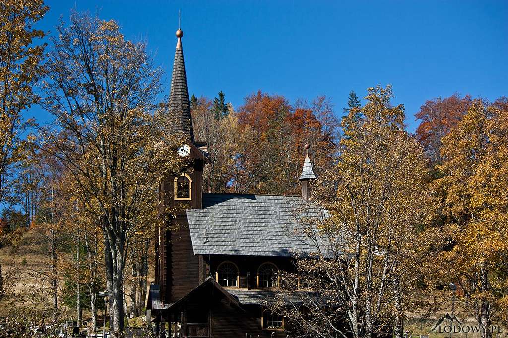 Javorina church in fall scenery