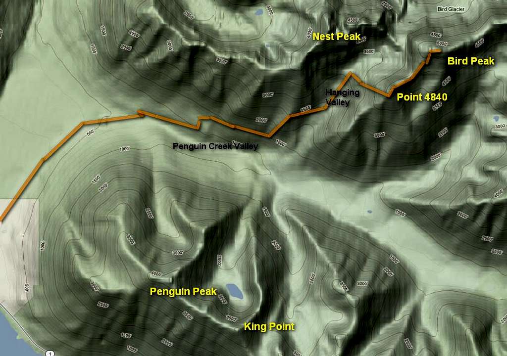 Bird Peak Route Map