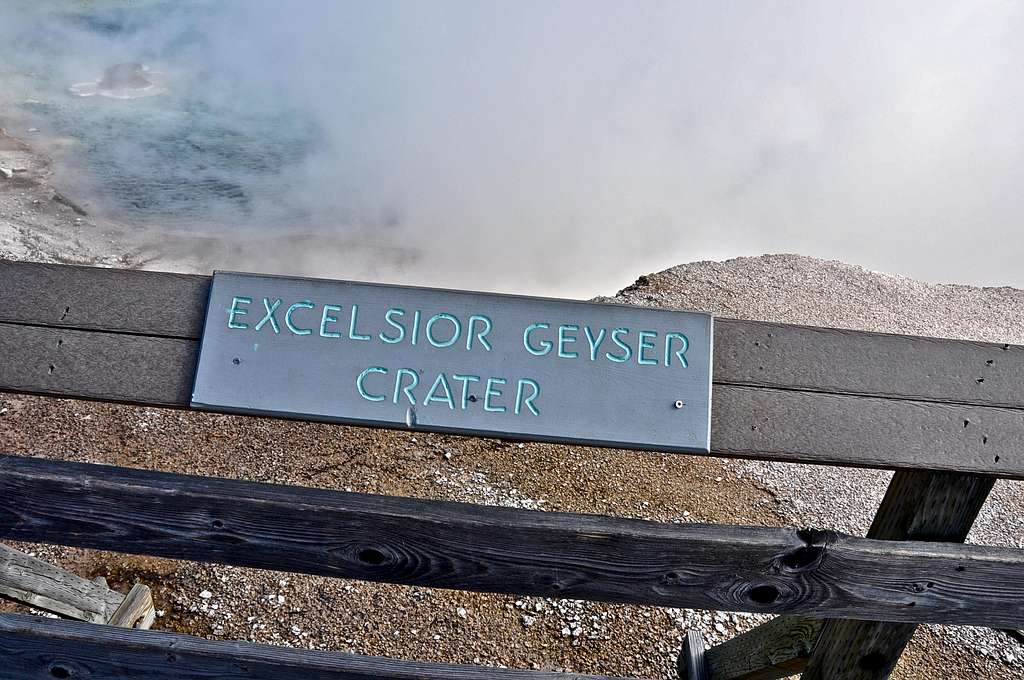 Excelsior Geyser Crater sign