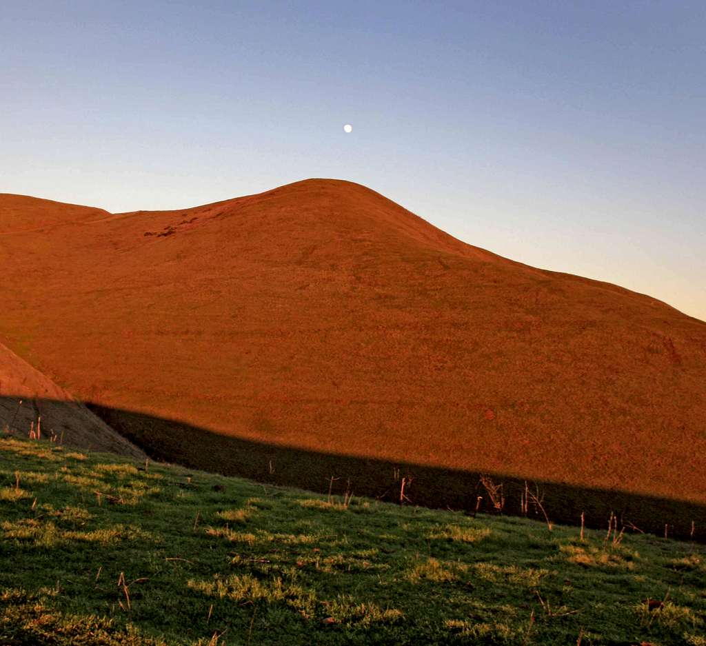 Moon over a sunset hill 