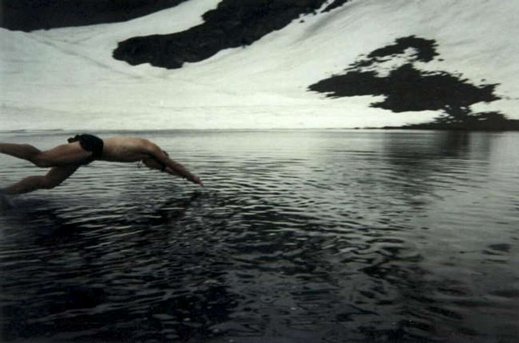 A swim in an ice lake in...
