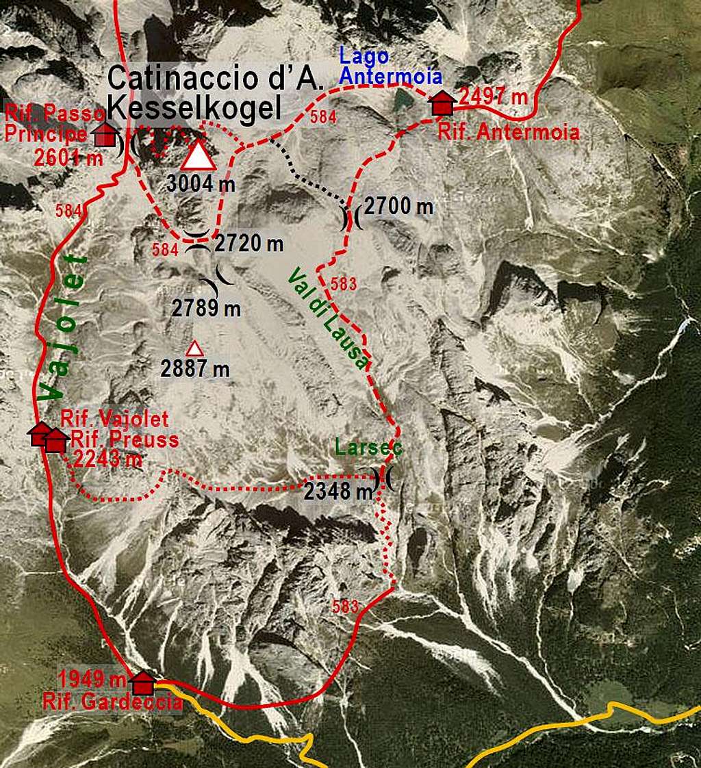Catinaccio d'Antermoia / Kesselkogel map