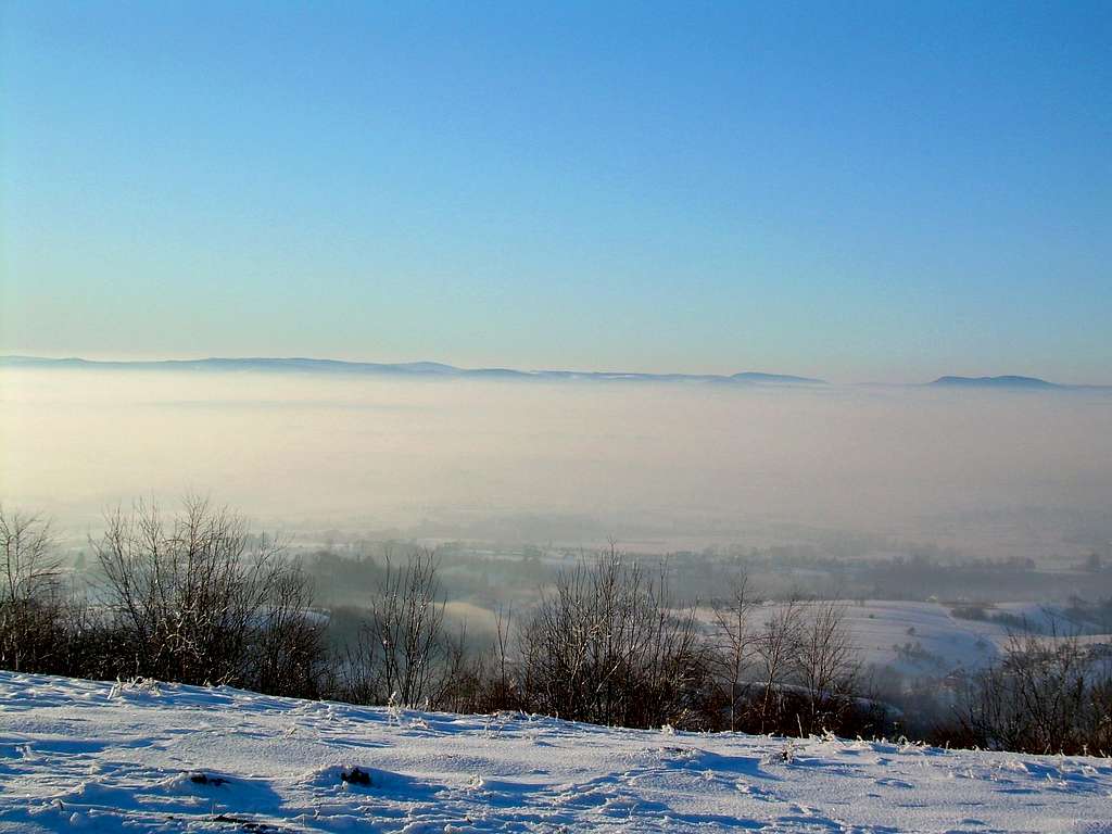 View of the Low Beskid from Mount Dział Overlook in Czarnorzeki