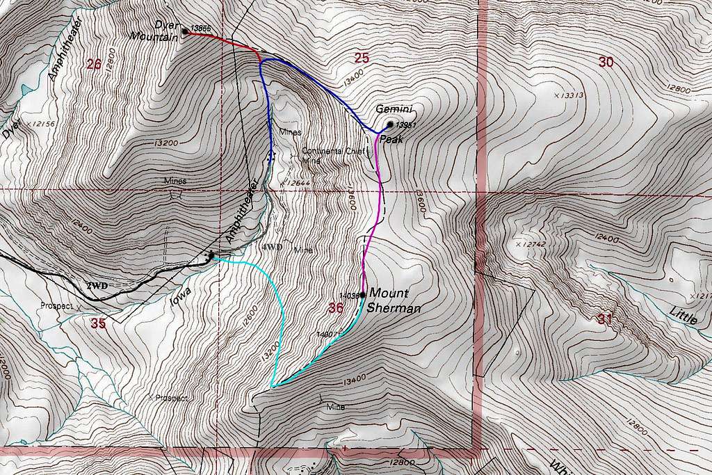 Gemini Peak Topo Map