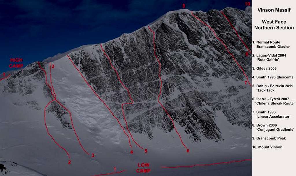 Northern End of West Face Vinson Routes