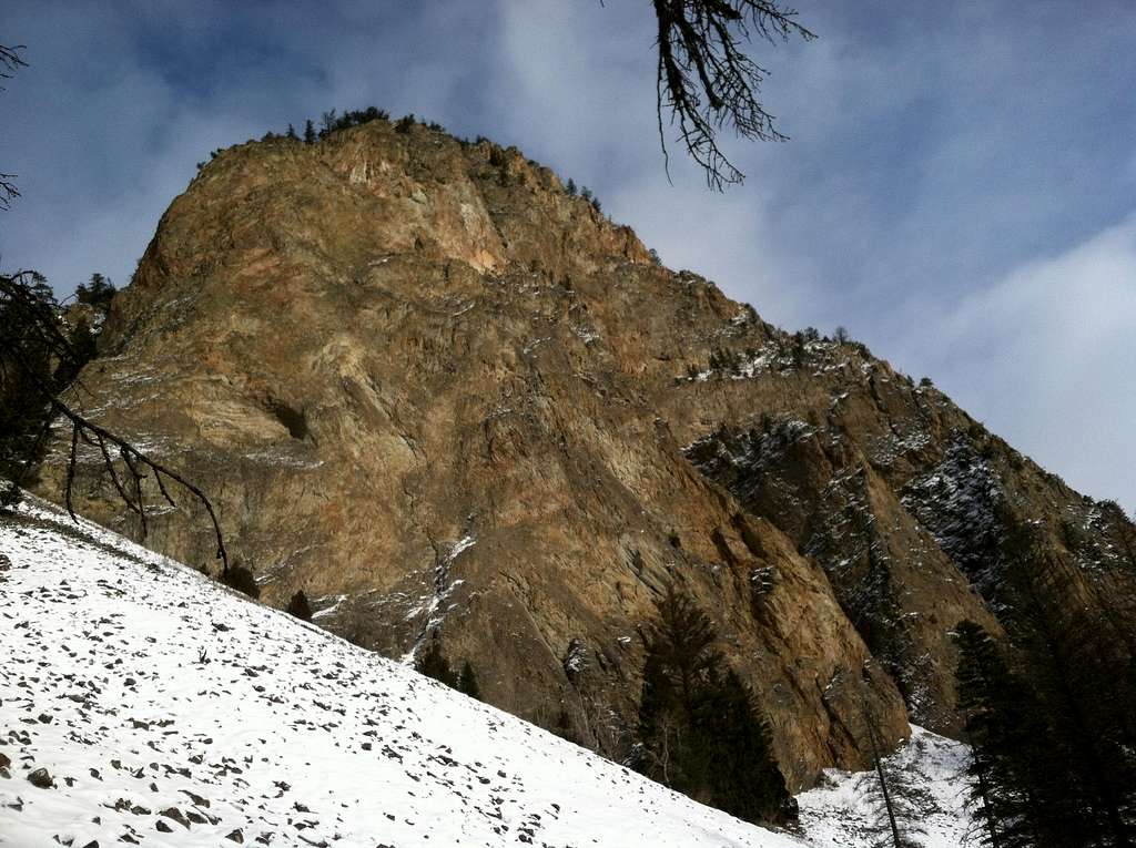 Heading up the backside of a large cliff near Mill Creek road, Paradise Valley, Montana
