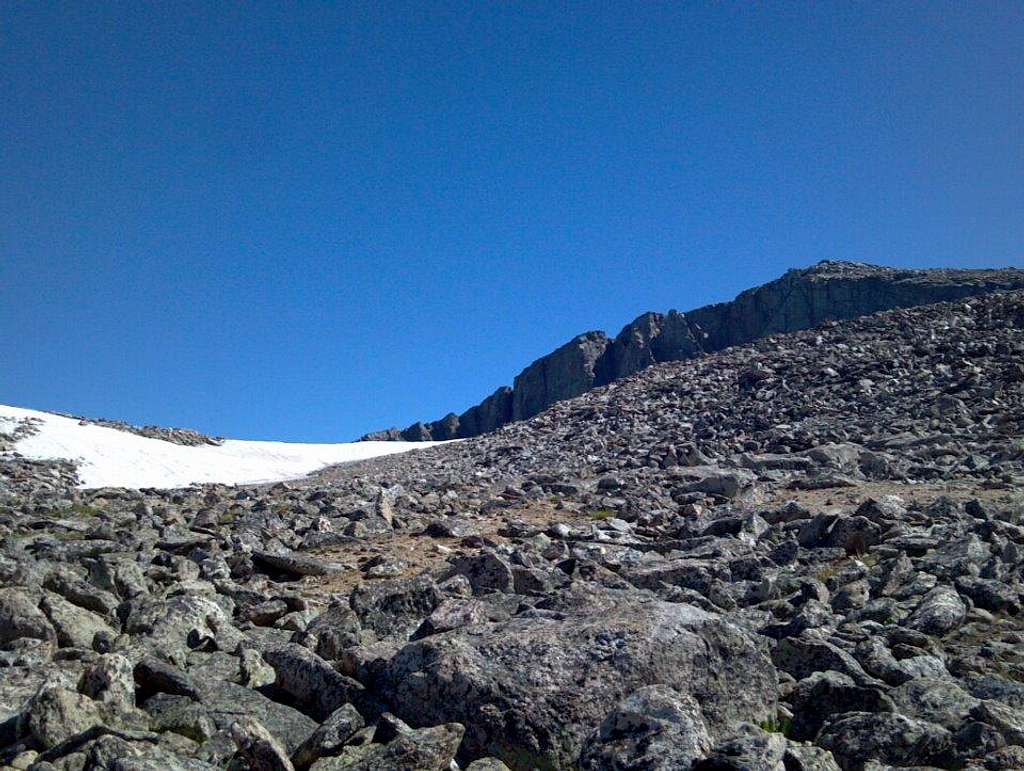 Cloud Peak scree field on summit climb.