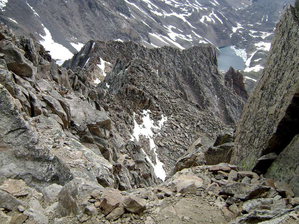 View down from high on the east ridge of Granite Peak
