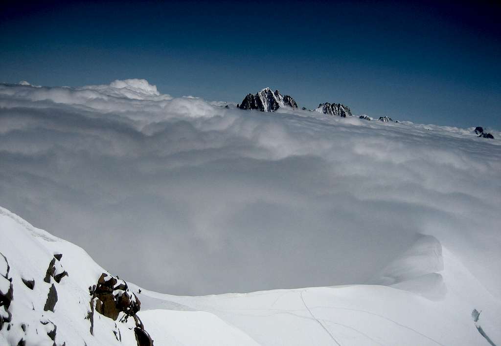 Aiguille de Triolet in clouds