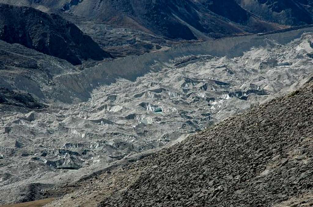 Khumbu glacier and moraine,...