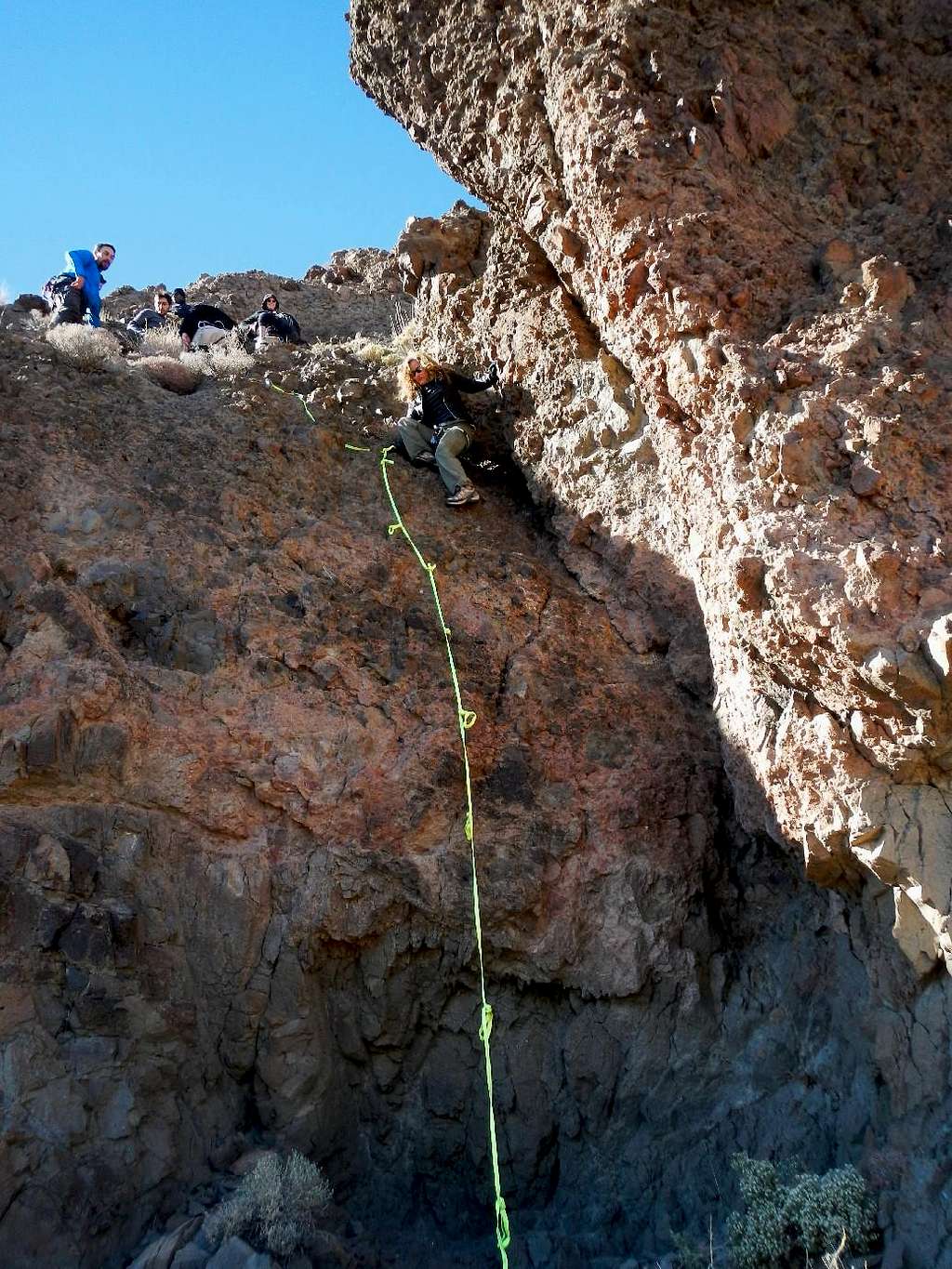Downclimbing crux of Dove