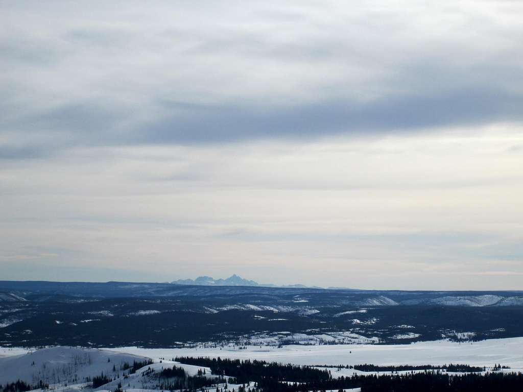 The Teton Range seen from Sepulcher mountain, a distance of over 100 miles