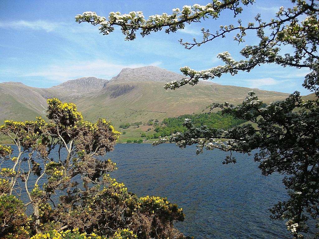 Scafell Pike and Scafell from across Wast Water, near Overbeck Bridge
