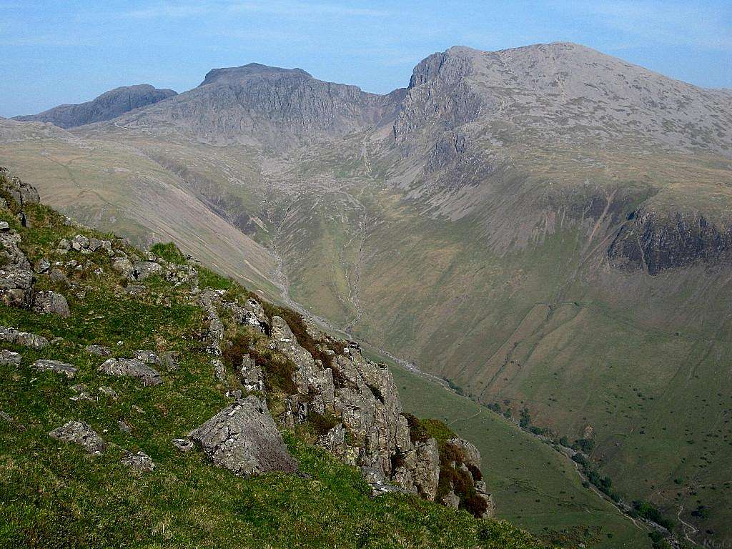 Broad Crag, Scafell Pike and Scafell from Yewbarrow, a little bit south of the summit