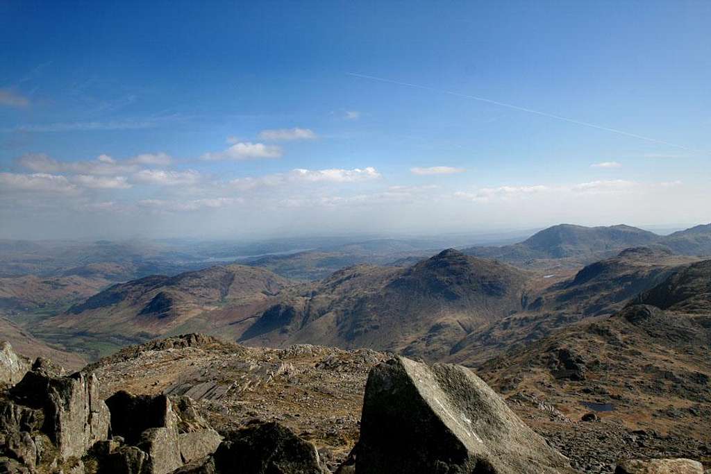 The view South East from Bowfell