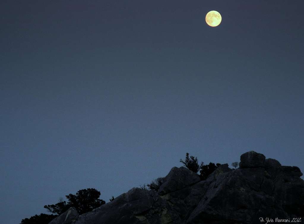 Moon-rise over Baunei tableland