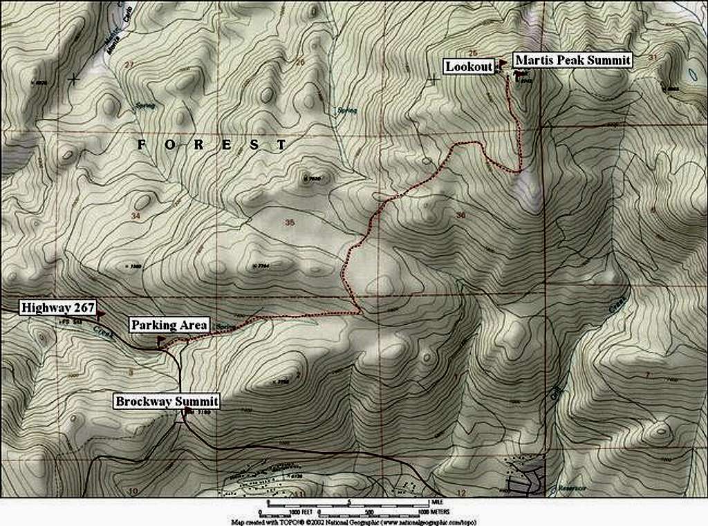Map of the route to Martis...