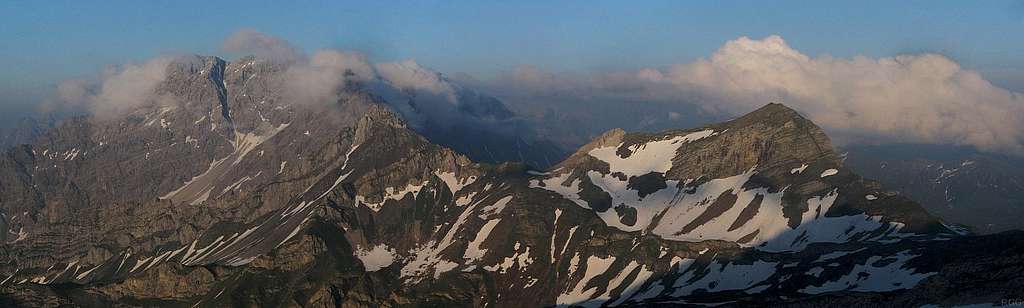 Panorama towards the Schesaplana group from high on Naafkopf