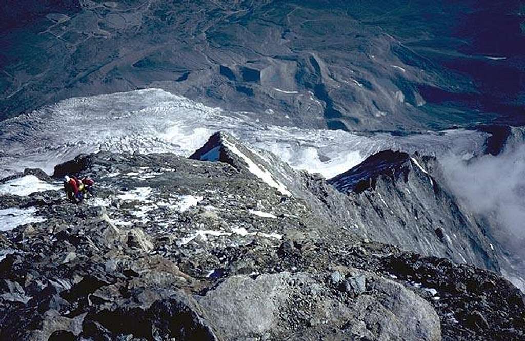 Looking down the Hornli Ridge...