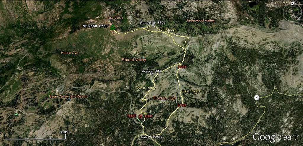 Mt Reba / Poison Canyon Routes