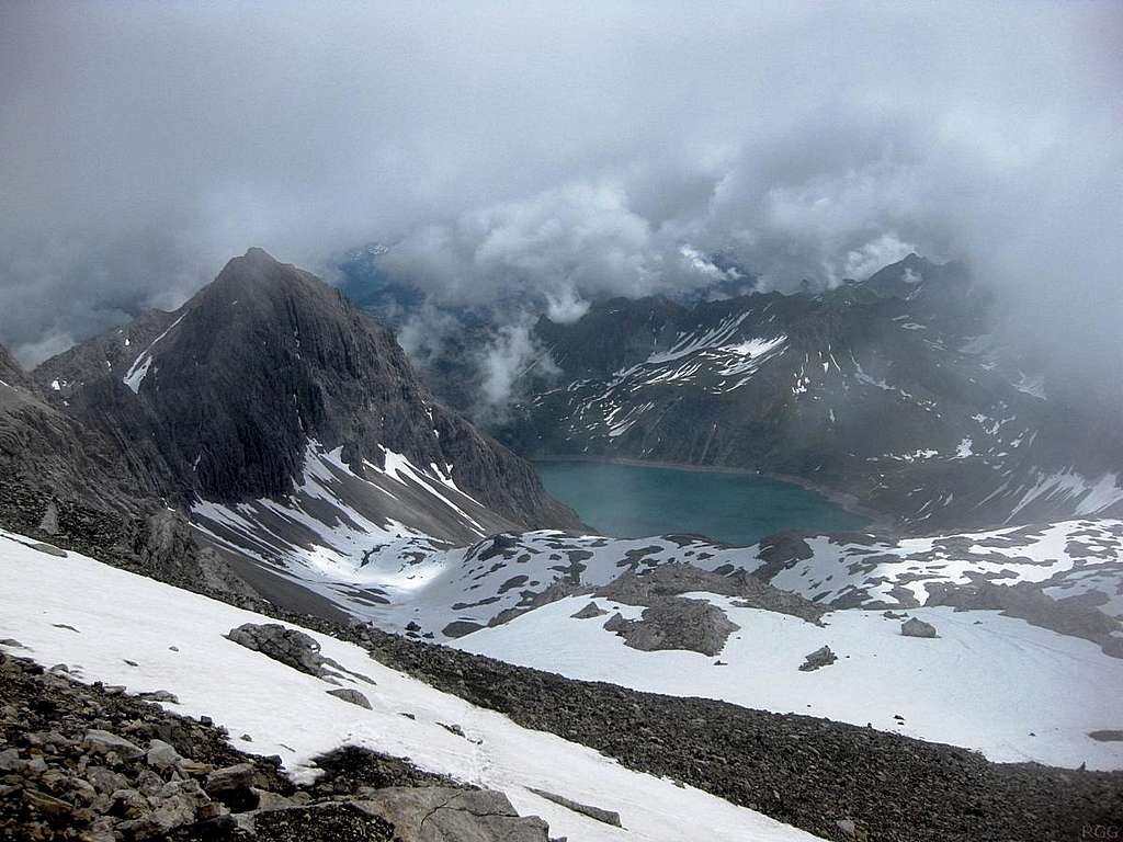 Lünersee from high on the slopes Schesaplana