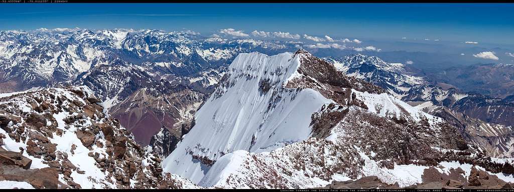 The South Face Of Cerro Aconcagua from the summit.