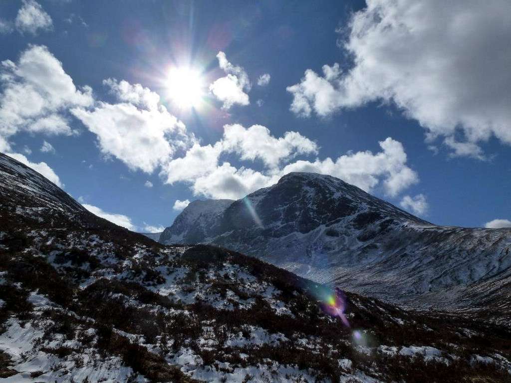 View from the bottom of Carn Mor Dearg to the north face of Ben Nevis