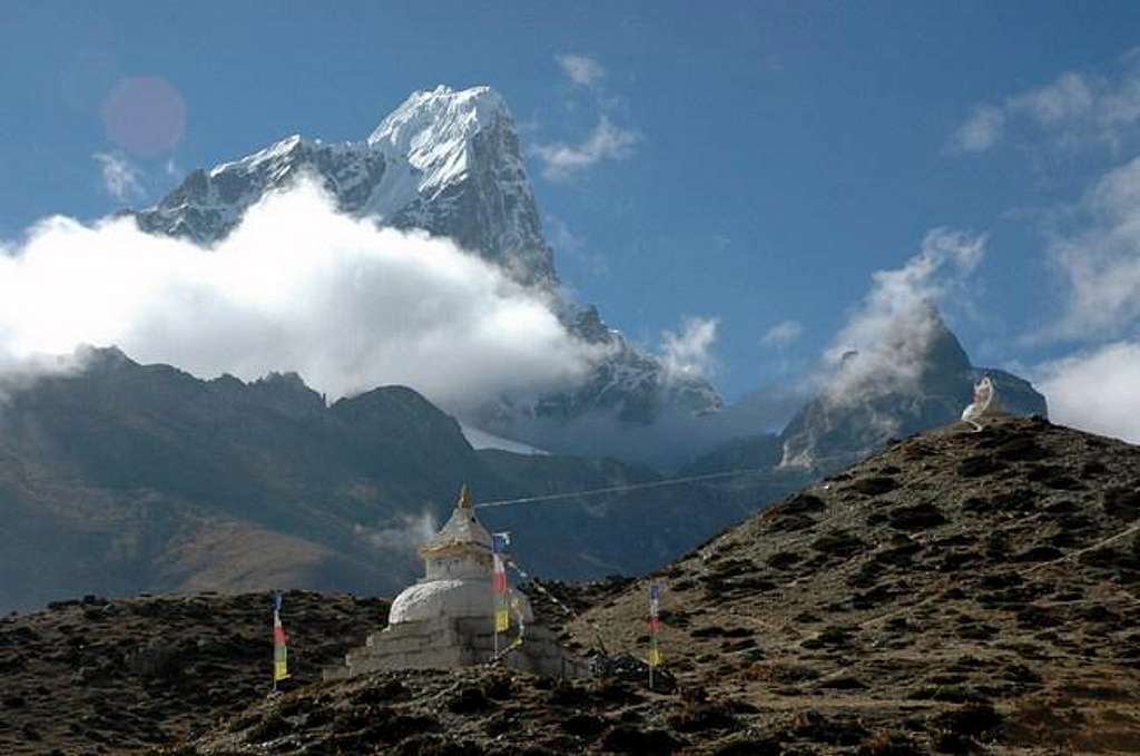 The stupas of Dingboche in...