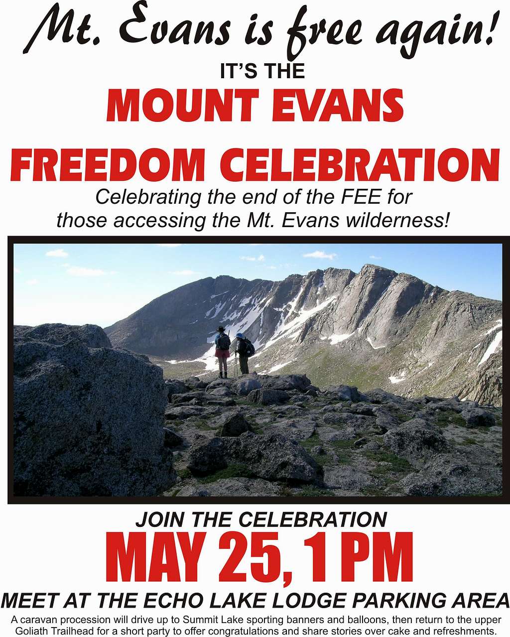 Mt Evans Fee Removed