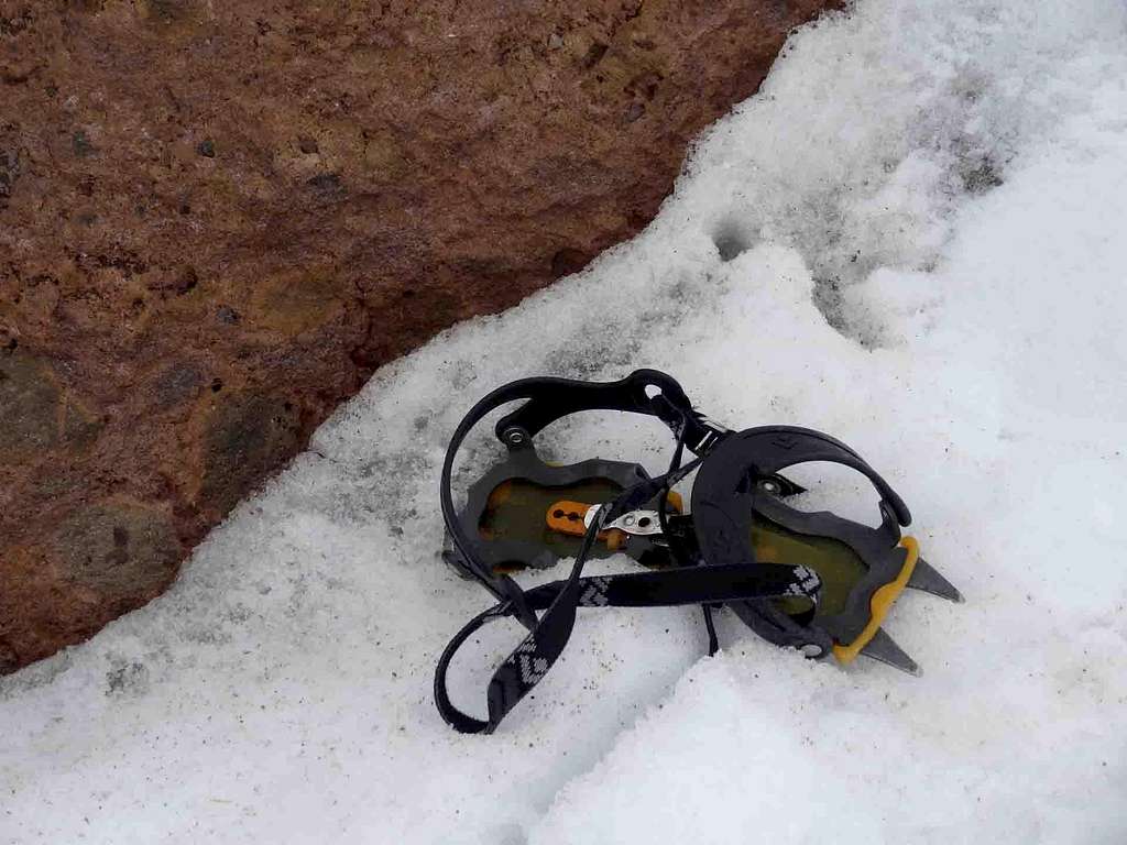 A crampon lost on Avalanche Gulch, Mt Shasta