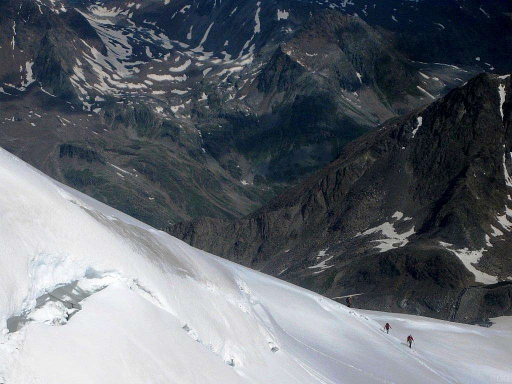 Another group of climbers coming off the Wildspitze NW ridge