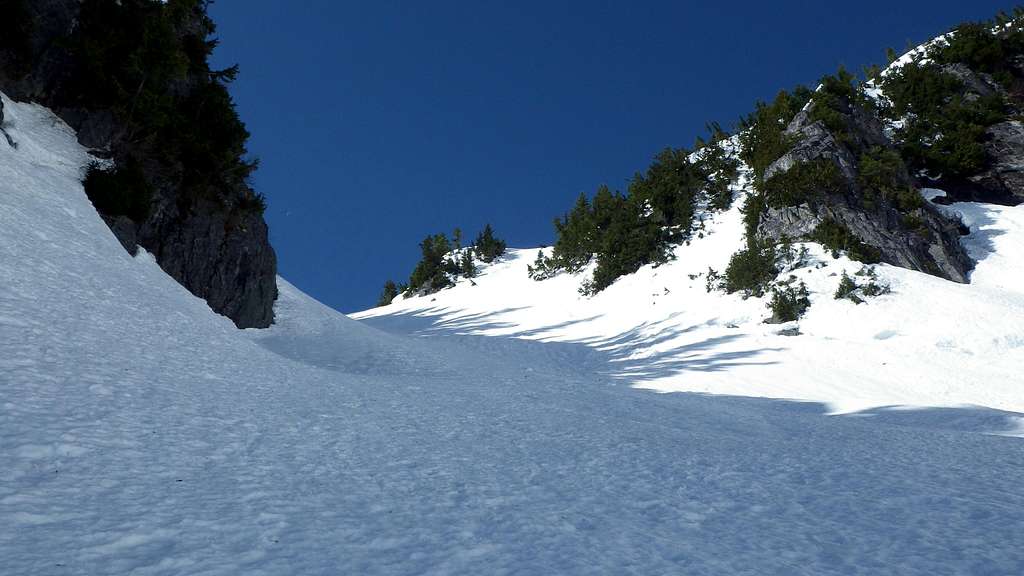 Climbing the snow gully