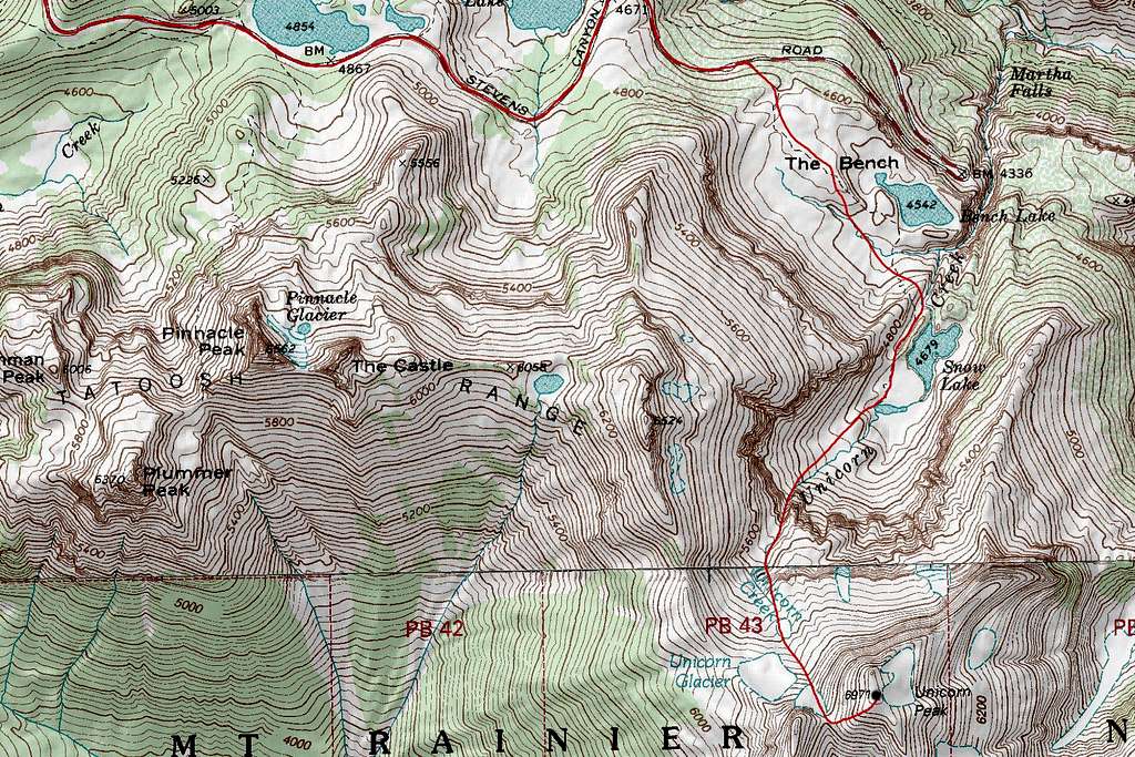 Unicorn Peak route map