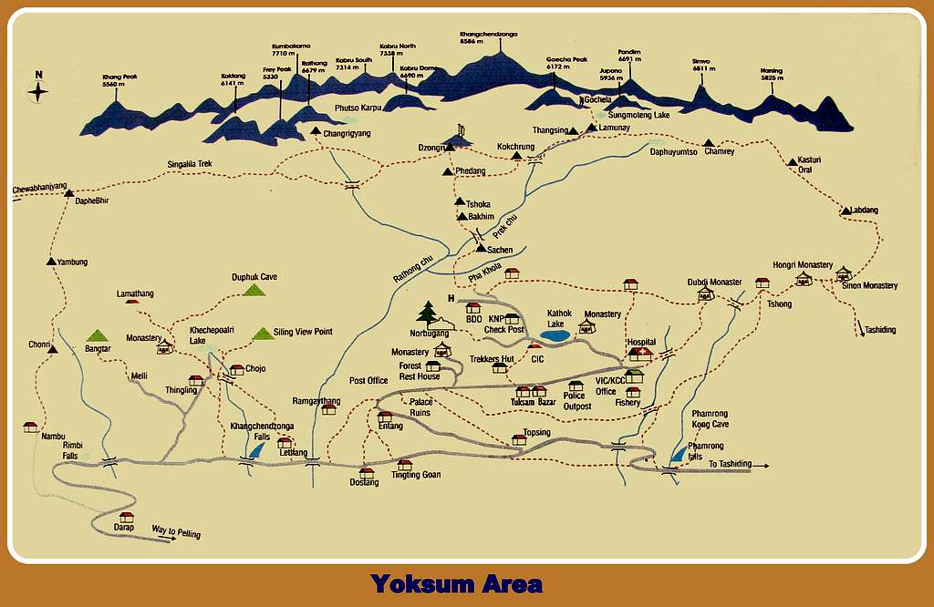 Goecha Là and Yoksum Area map