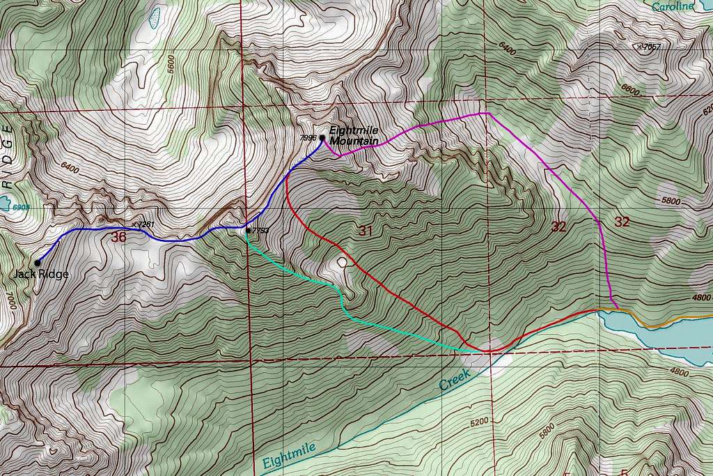 Eightmile Mountain topo map