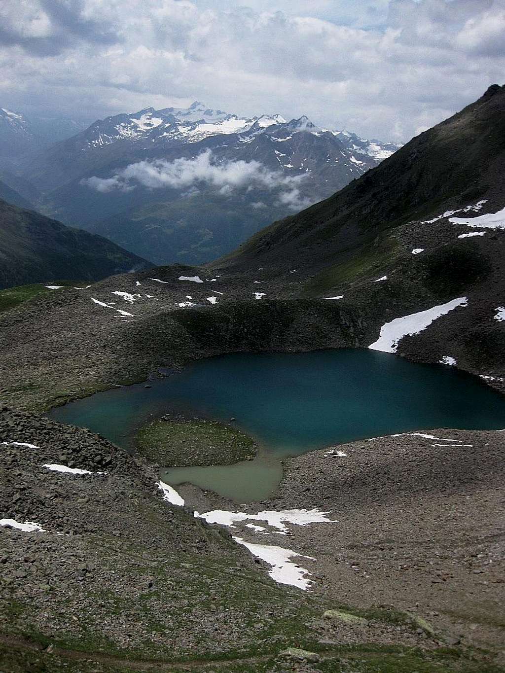 Looking down on the Seekarsee, with the Wildspitze in the background