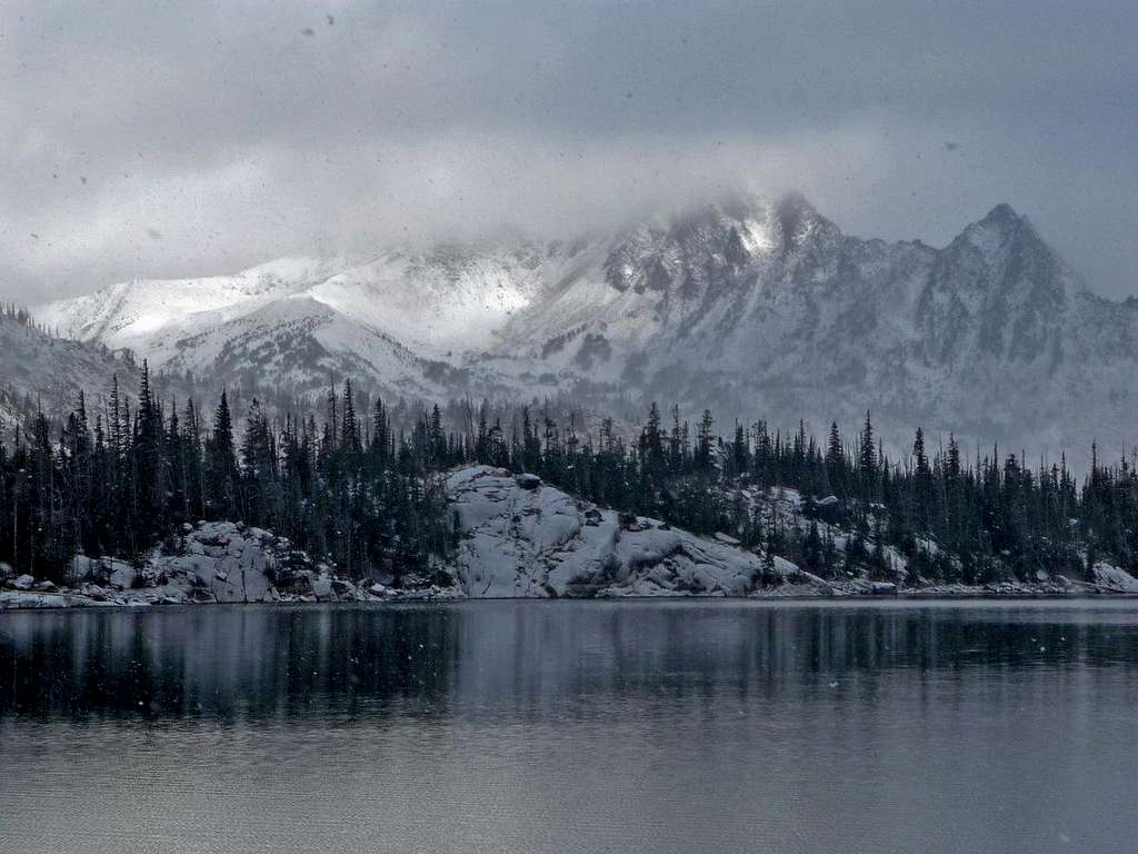 As the Snow Falls on Colchuck Lake