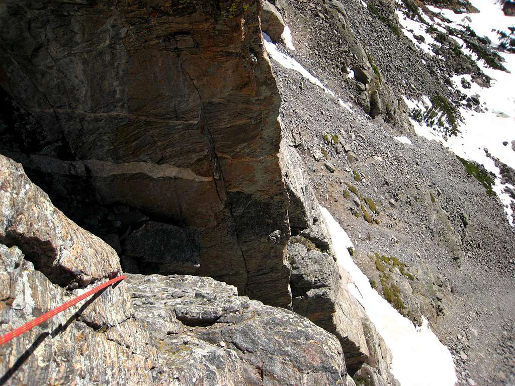 Belaying atop the second pitch