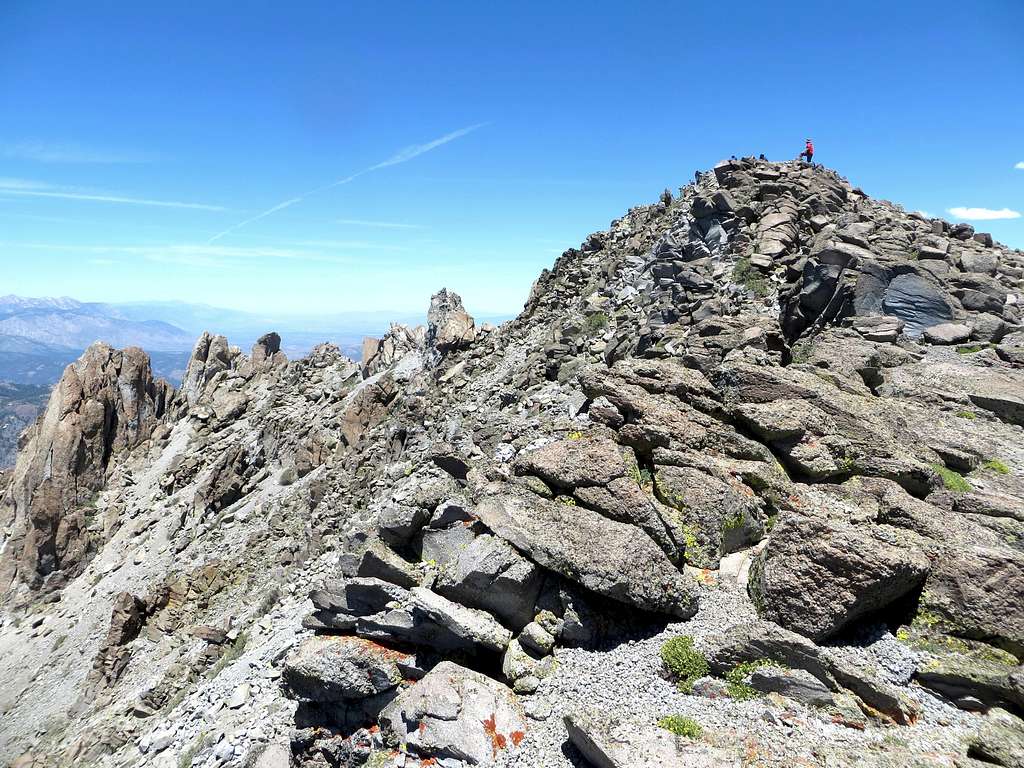 Looking up at the final steps to the northern summit