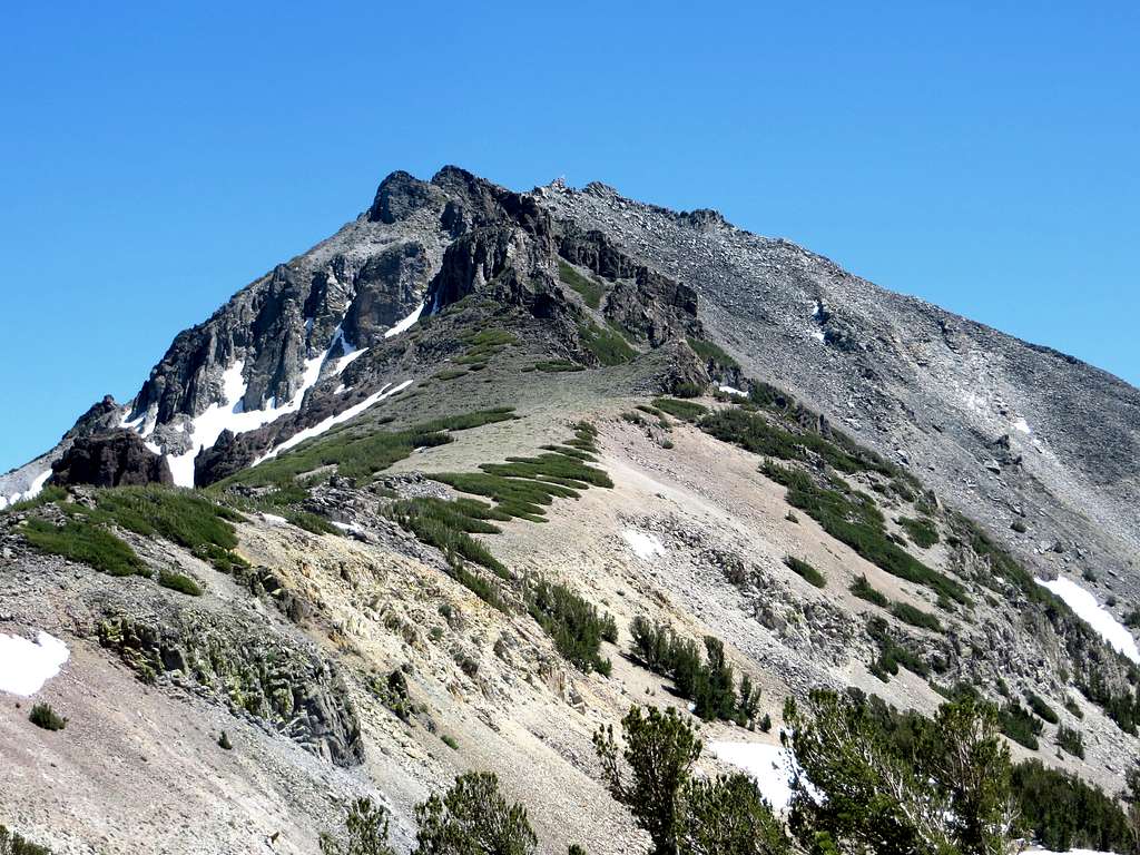 Looking back to Highland Peak from near the saddle with Silver Peak