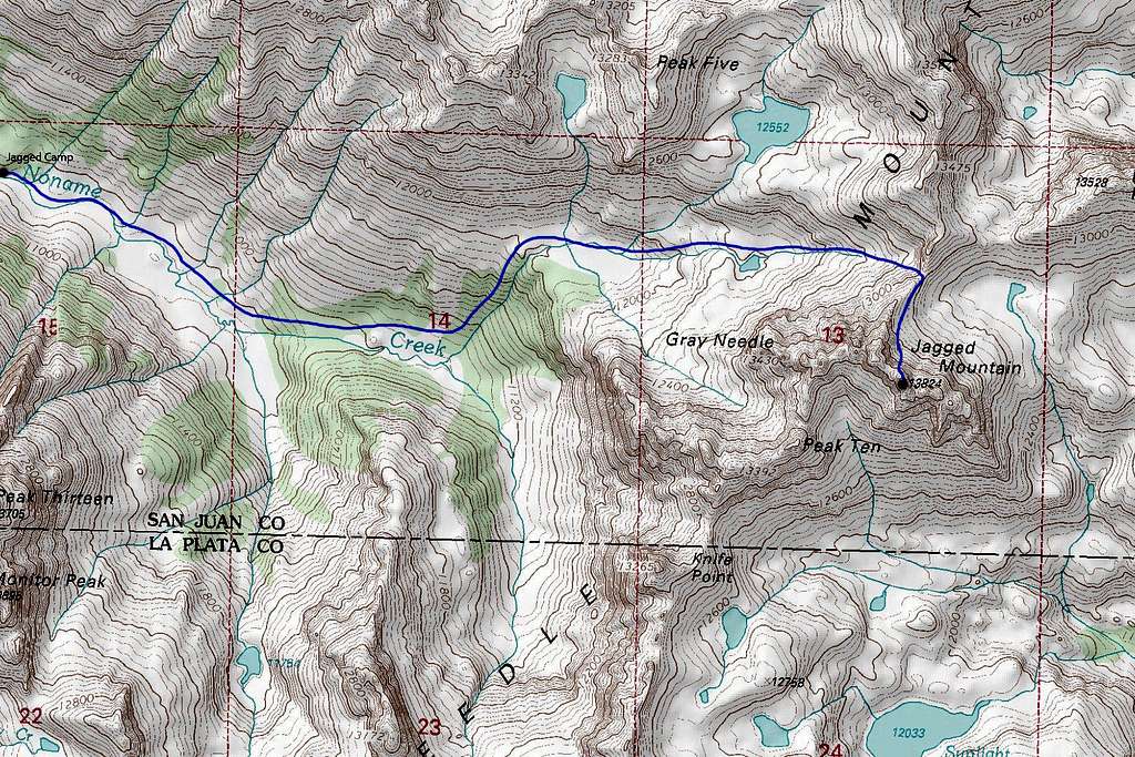 Jagged Mountain Standard Route Map