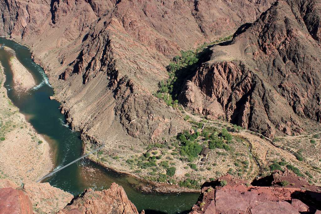 View of the Colorado River and Bright Angel Campground from the South Kaibab Trail