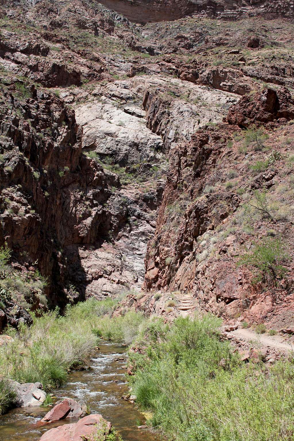 Kaibab Creek in narrows of North Kaibab Trail north of Phantom Ranch