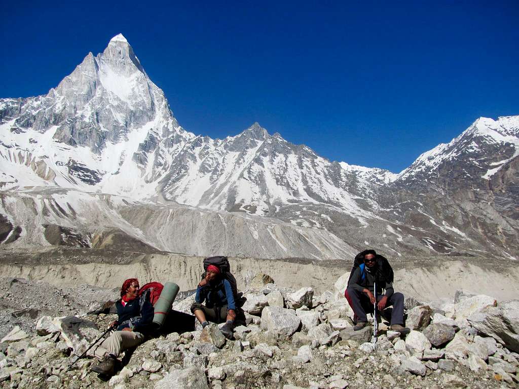 Negi, Shashi and Udisha on the glacier