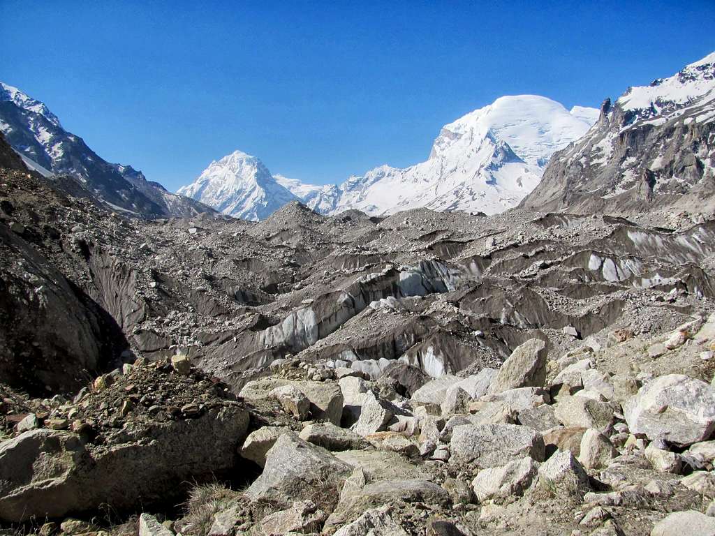 Bhagirathi Glacier with Kedar Dome and Kharcha Kund behind