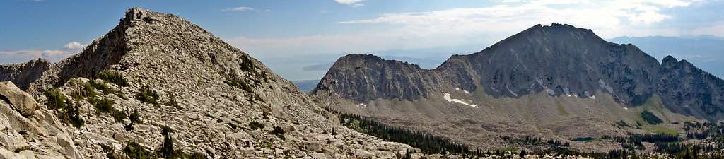 Lone Peak (R) and South Thunder (L) as seen from the Thunder Ridge