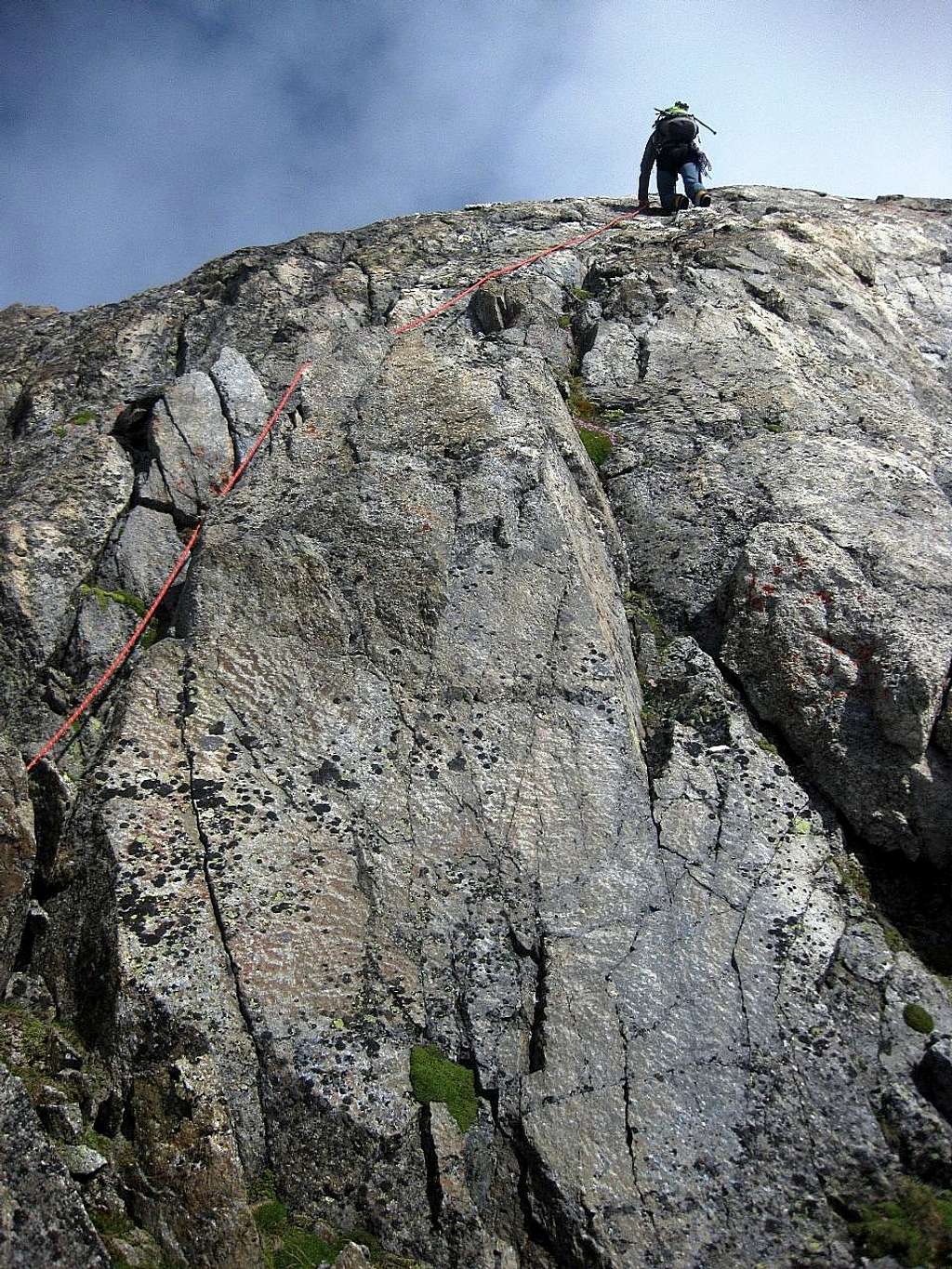 Hermann leading on the Wilde Leck east ridge