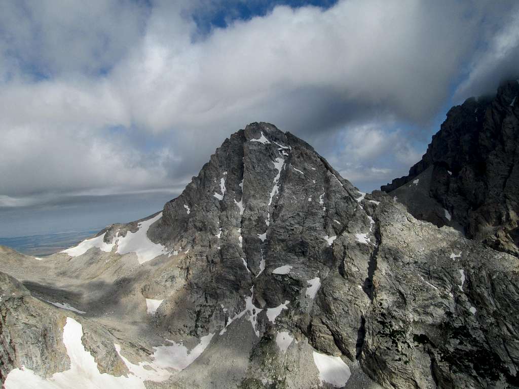 The Middle Teton seen from the summit of Nez Perce, with a storm approaching