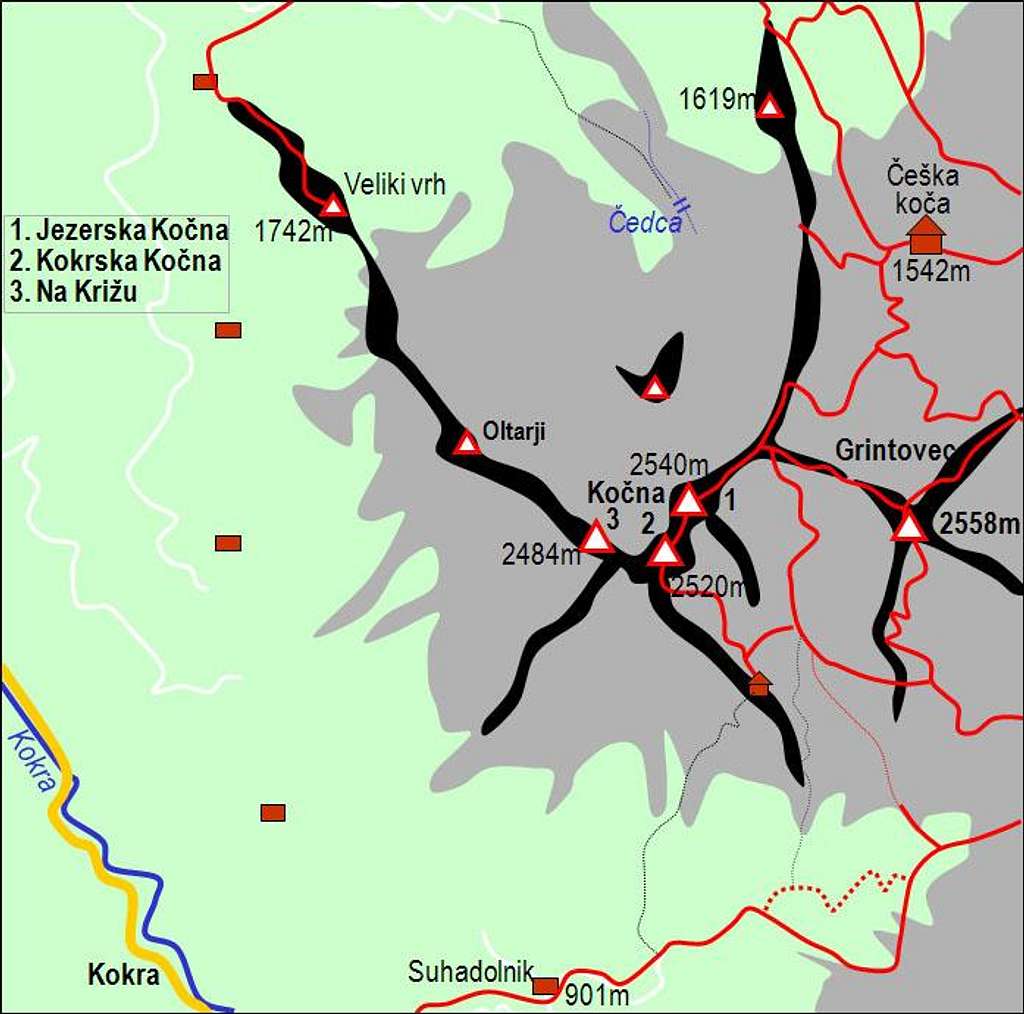 A self-made map of Kocna and...