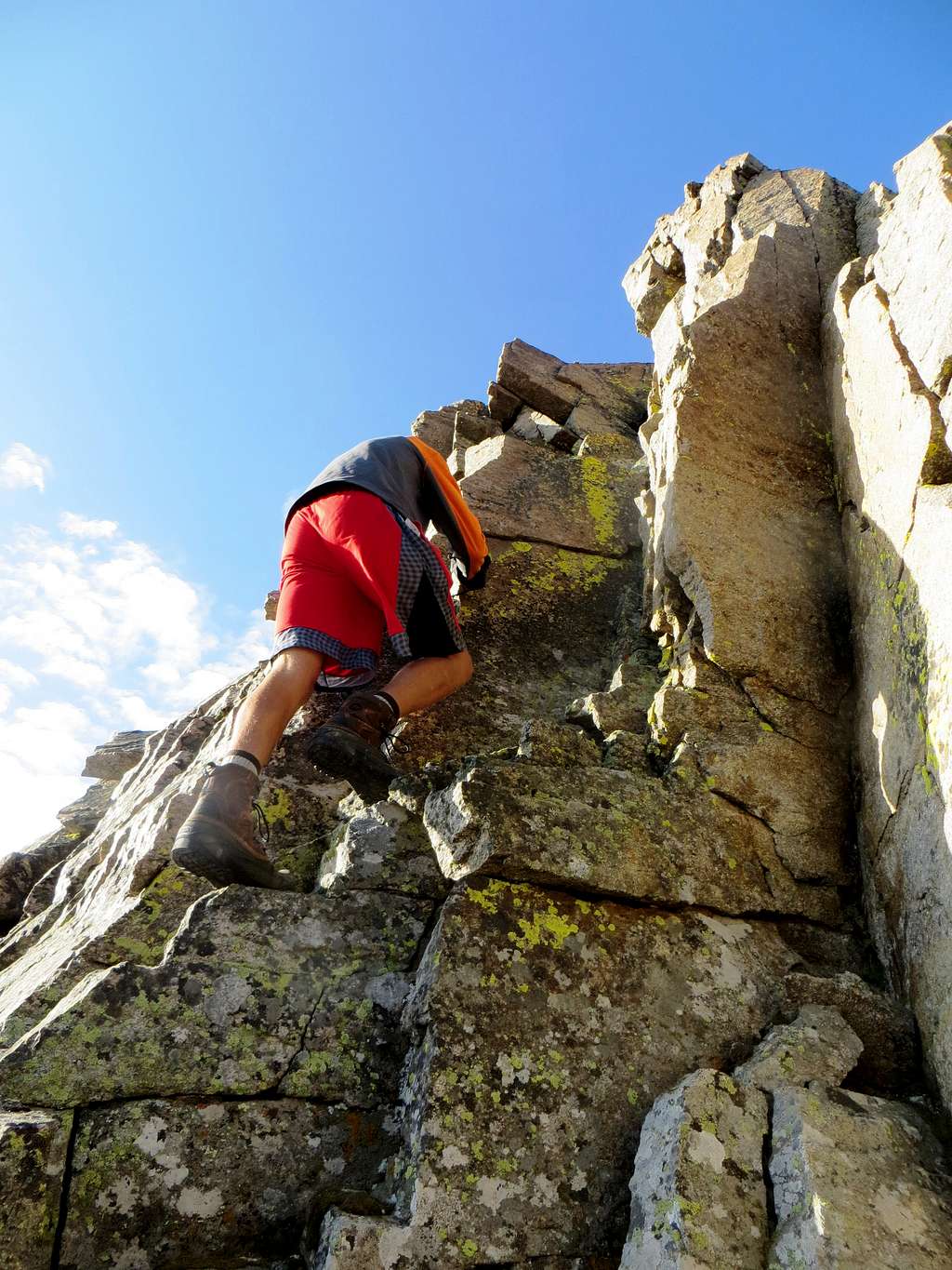 Matt climbing up the crux on the ridge